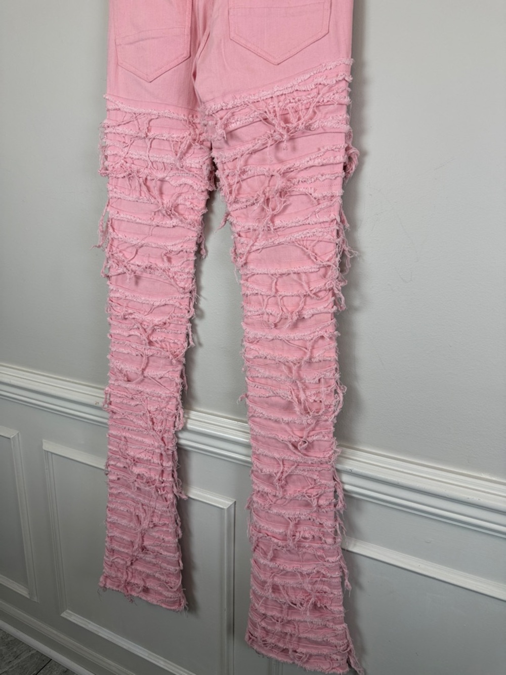 MAJESTIK NIRVANA FRAYED SUPER STACKED PINK RED Men’s 32 - Picture 4 of 16